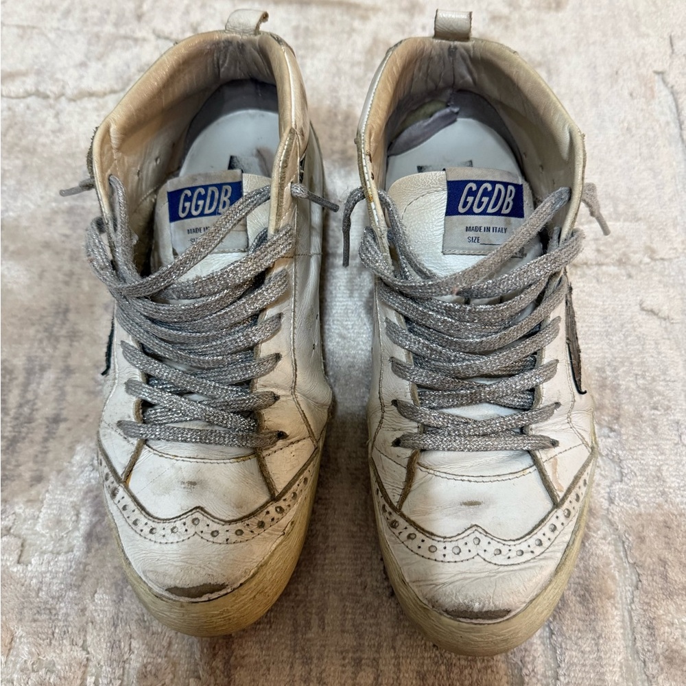 Golden Goose White and Gray Sneakers